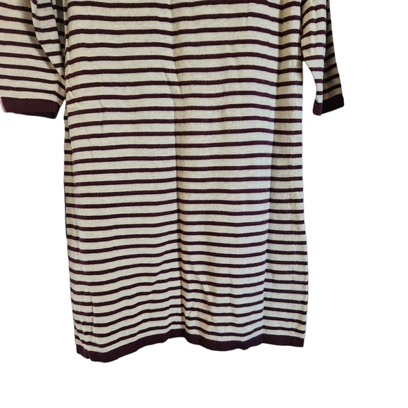 Banana Republic tan maroon stripes tunic  sweater dress shirt - Picture 5 of 9